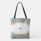 パーソナライズされたビーチシーライフグラスをテーマに縁どした トートバッグ (裏面)