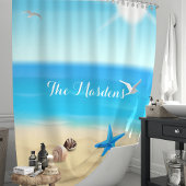 パーソナライズされたビーチシーン シャワーカーテン