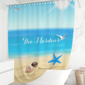 パーソナライズされたビーチシーン シャワーカーテン