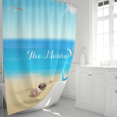 パーソナライズされたビーチシーン シャワーカーテン
