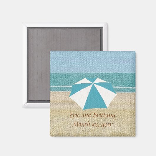 パーソナライズされたビーチセーブザデートマグネット結婚式 マグネット (正面/裏面)
