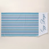 パーソナライズされたビーチタオル数々の – 色のストライプ ビーチタオル (正面)