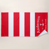 パーソナライズされたビーチタオル – ホットレッド航海の ビーチタオル (正面)