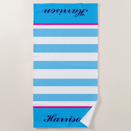 パーソナライズされたビーチタオル – 全ストライプの体 ビーチタオル (正面)