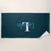 パーソナライズされたビーチタオル – 名前をカスタムするまたはイニシャル ビーチタオル (正面)