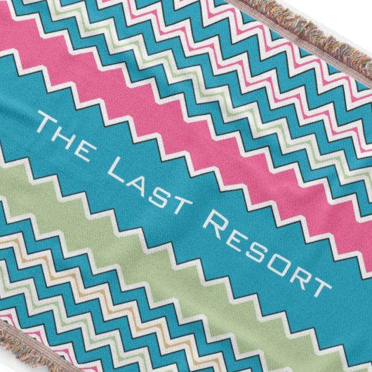 パーソナライズされたビーチハウスアクアピンクジグザグザグ スローブランケット