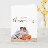 パーソナライズされたビーチハッピーアニバーサリーカード カード (黄色い花)
