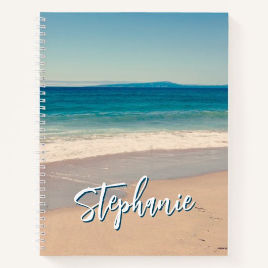 パーソナライズされたビーチフォト オーシャンブルー シーニック ノートブック (正面)