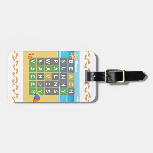 パーソナライズされたビーチワードパズル休暇 ラゲッジタグ (正面横)