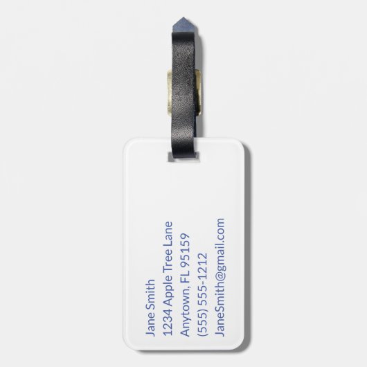 パーソナライズされたビーチワードパズル休暇 ラゲッジタグ (裏面縦)