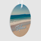 パーソナライズされたビーチ写真海ブルー風光明媚 オーナメント (正面)