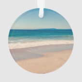 パーソナライズされたビーチ写真海ブルー風光明媚 オーナメント (裏面)