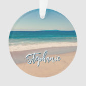 パーソナライズされたビーチ写真海ブルー風光明媚 オーナメント (正面)