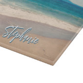 パーソナライズされたビーチ写真海ブルー風光明媚 カッティングボード (角)