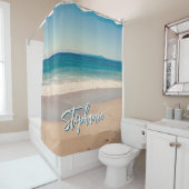 パーソナライズされたビーチ写真海ブルー風光明媚 シャワーカーテン (インサイチュ)