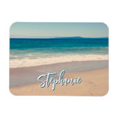 パーソナライズされたビーチ写真海ブルー風光明媚 マグネット (横)