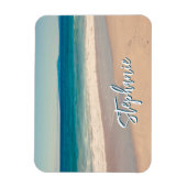 パーソナライズされたビーチ写真海ブルー風光明媚 マグネット (縦)