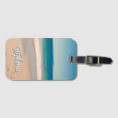 パーソナライズされたビーチ写真海ブルー風光明媚 ラゲッジタグ (正面横)