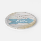パーソナライズされたビーチ矢印結婚のプレート ペーパープレート (アングル)