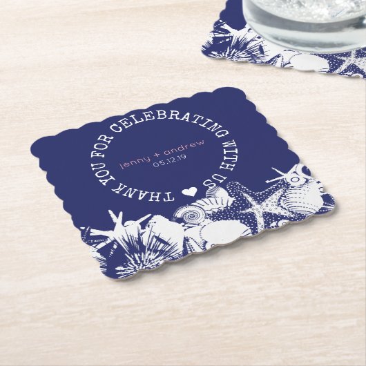パーソナライズされたビーチ結婚式の好意パーティーコースター ペーパーコースター (アングル)