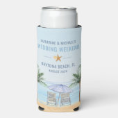 パーソナライズされたビーチ結婚式クーラーボックス スリム缶クーラー (Seltzer正面)