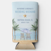 パーソナライズされたビーチ結婚式クーラーボックス スリム缶クーラー (正面)
