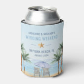パーソナライズされたビーチ結婚式クーラーボックス 缶クーラー (缶正面)
