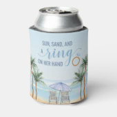 パーソナライズされたビーチ結婚式クーラーボックス 缶クーラー (缶裏面)