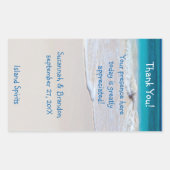 パーソナライズされたビーチ結婚式ワインラベルテンプレート 長方形シール (正面)