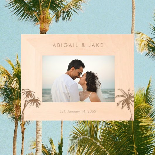 パーソナライズされたビーチ結婚式写真 レーザー彫刻フレーム