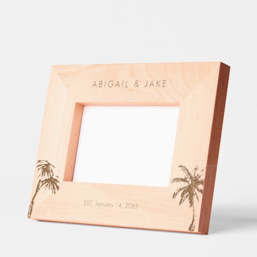パーソナライズされたビーチ結婚式写真 レーザー彫刻フレーム (左)