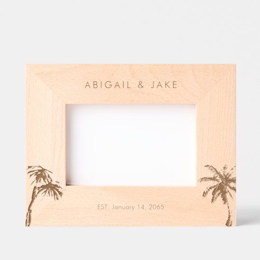 パーソナライズされたビーチ結婚式写真 レーザー彫刻フレーム (正面)