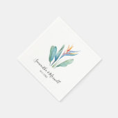 パーソナライズされたビーチ結婚式熱帯テーマ スタンダードカクテルナプキン (角)