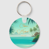 パーソナライズされたビーチ結婚式 キーホルダー (正面)