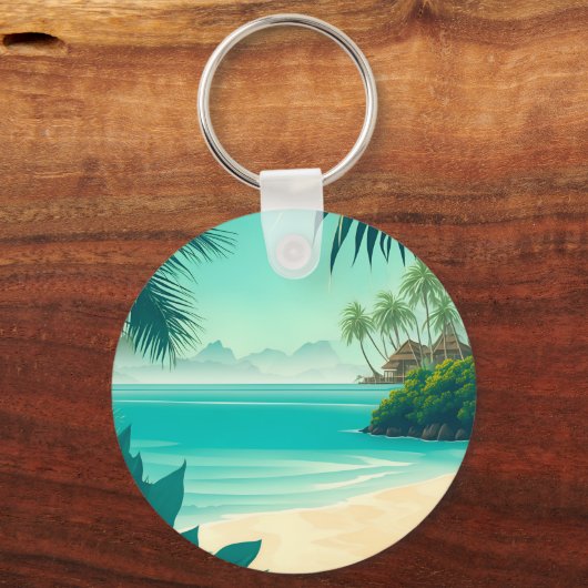 パーソナライズされたビーチ結婚式 キーホルダー (裏面)