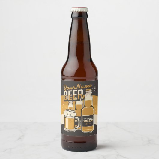 パーソナライズされたビールボトル泡だらけのマグカップ醸造バー ビールラベル (正面)