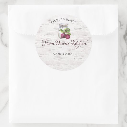 パーソナライズされたピクルスビートの缶詰ステッカー ラウンドシール (バッグ)