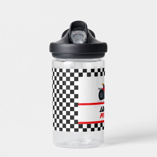 パーソナライズされたピットク市松模様にルーフ ウォーターボトル (正面)