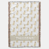 パーソナライズされたピットブル・スタッフィ（フォーンタン） スローブランケット (正面縦)