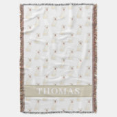 パーソナライズされたピットブル・スタッフイー（白） スローブランケット (正面縦)