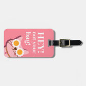 パーソナライズされたピンクおもしろい猫ラゲージタグ ラゲッジタグ (正面横)