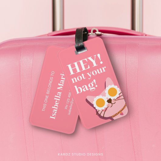 パーソナライズされたピンクおもしろい猫ラゲージタグ ラゲッジタグ