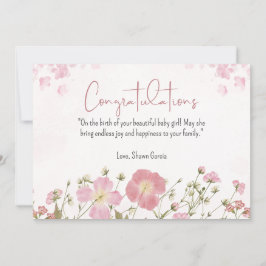 パーソナライズされたピンクとグリーンの水彩ベビーシャワー