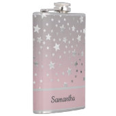パーソナライズされたピンクとグレーの星 スタイリッシュでおしゃれ フラスク (右)