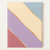 パーソナライズされたピンクと青と紫と金のストライプ プランナー手帳 (裏面)