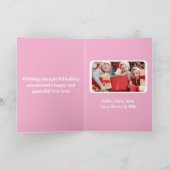 パーソナライズされたピンクのクリスマス写真 シーズンカード (内部)