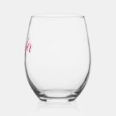 パーソナライズされたピンクのモダンスクリプトバチェロレッテ ステムなしワイングラス (左)