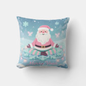 パーソナライズされたピンクのヨガサンタ瞑想クリスマス クッション (正面)