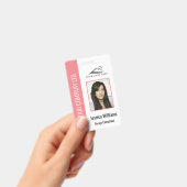 パーソナライズされたピンクの企業社員セキュリティ ID バッジ (手持ち)