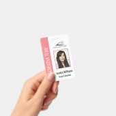 パーソナライズされたピンクの企業社員セキュリティ ID バッジ (手持ち)